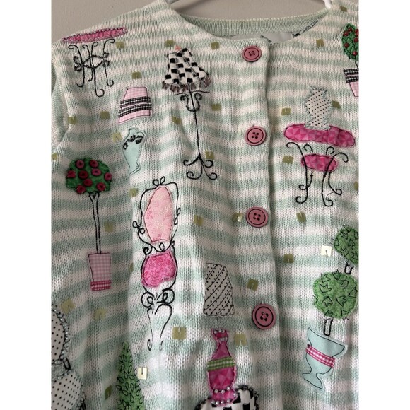 Vintage Design Options Rare Unique Funky Embroidered Chair & Lamp Sequins Size M - Picture 10 of 12